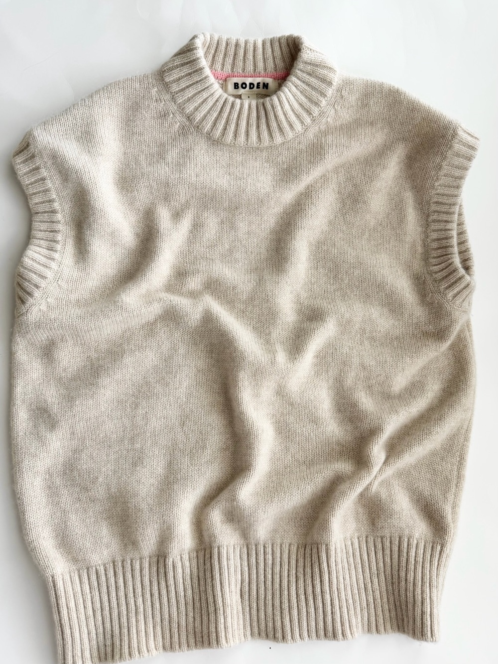 Boden Chunky 100% cashmere Vest Sweater Tank in Oatmeal
